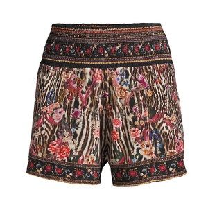 CAMILLA Silk Shirred Waist Shorts